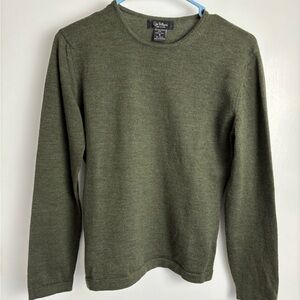 Gio Villani Women's Small Olive Crewneck 100% Merino Wool Sweater